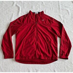 New Balance Red Full-Zip Windbreaker Jacket Lightweight Pockets Men's Size L